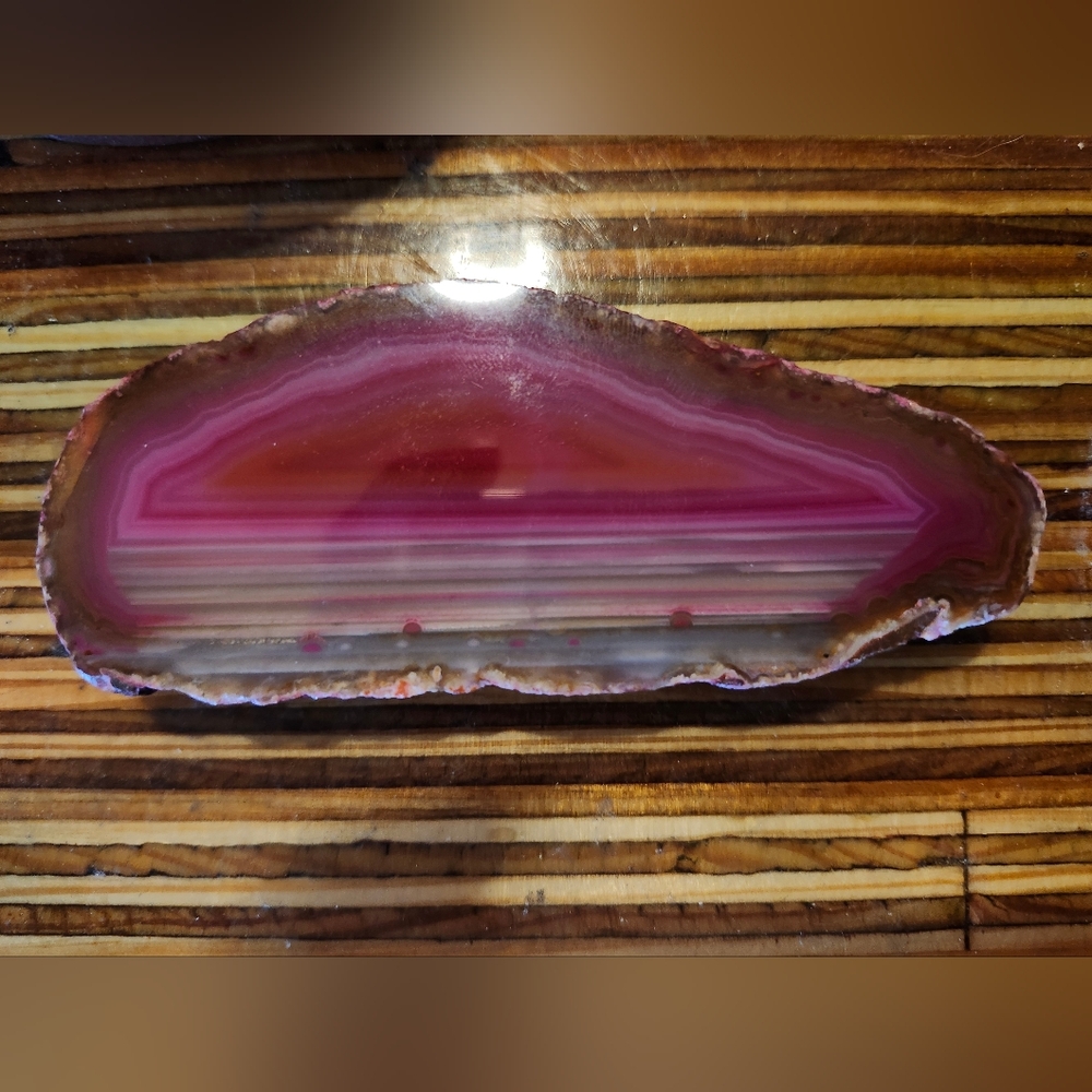 Pink Dyes Agate Slice Home Accent